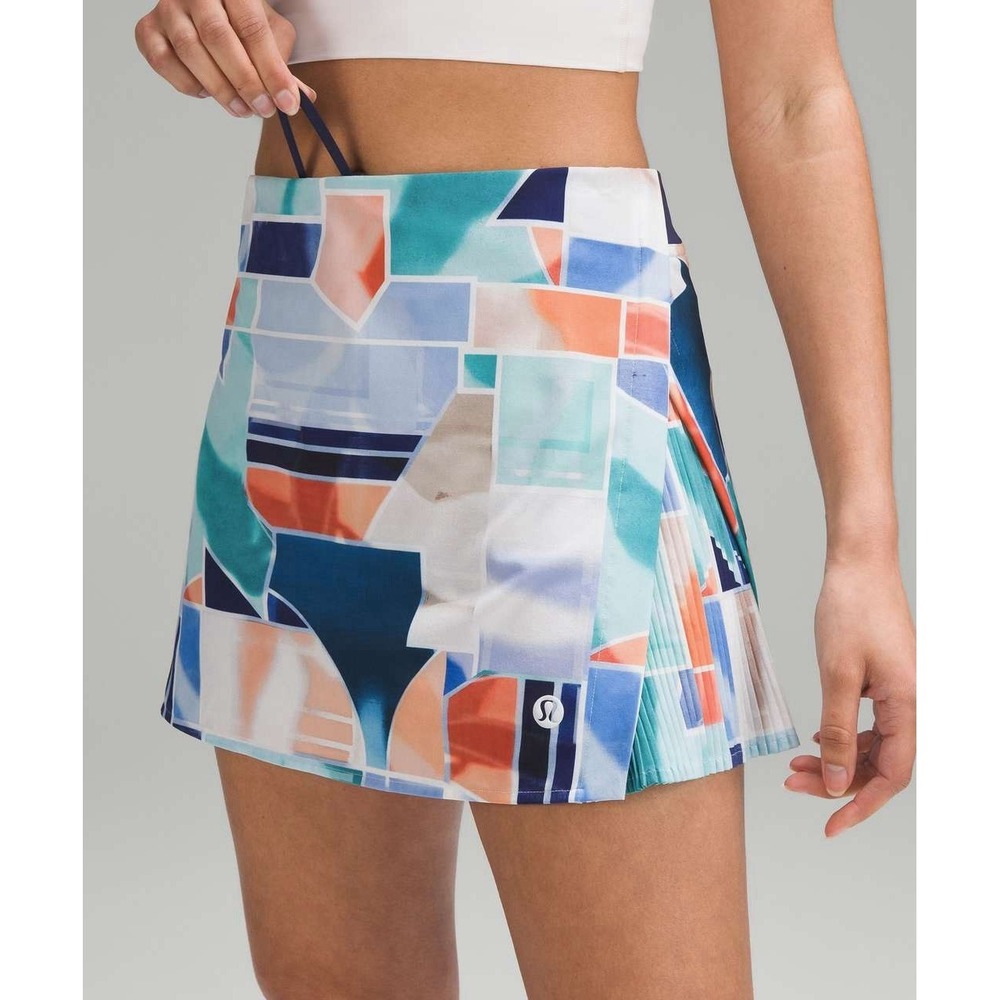 Lululemon Peek Pleat High-Rise Tennis Skirt Shadow Court Multi/Night Sea Size 6 - Picture 4 of 12